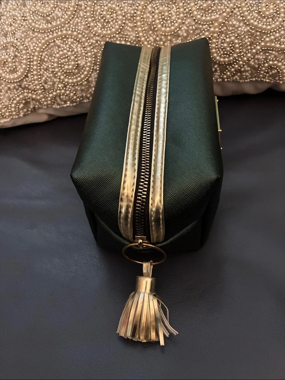 Nicole Miller New York Textured Cosmetic Case with Gold Accents